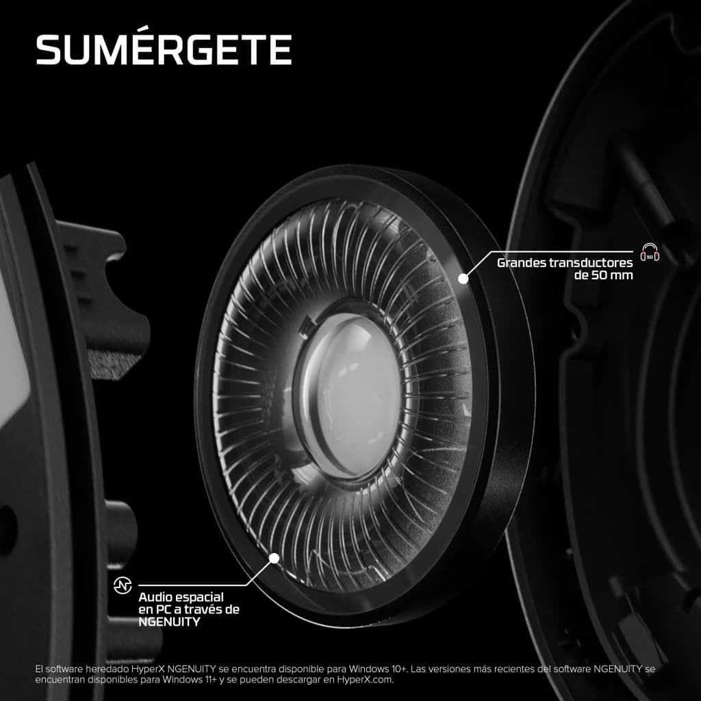 Auriculares Gaming HyperX Cloud Stinger 3 Wireless Inalámbrico Micrófono, detalle transductor: altavoz 50 mm con membrana