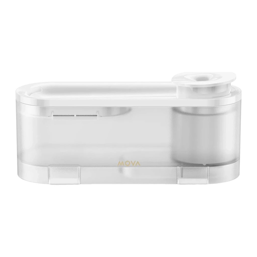 Fontaine automatique MOVA WF10 Pro 1,5L Blanc Filtre en coton, détail: réservoir translucide avec logo doré et module