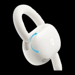 Écouteurs open-ear Anker Soundcore V20i Bluetooth Blanc, détail: crochet auriculaire et capsule pivotante avec flèches