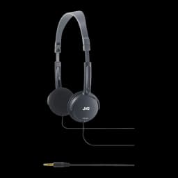 Casque JVC HA-L50 Supra-Aural Filaire Jack 3,5 mm Noir, vue de face: arceau pliable, coussinets et câble avec jack doré