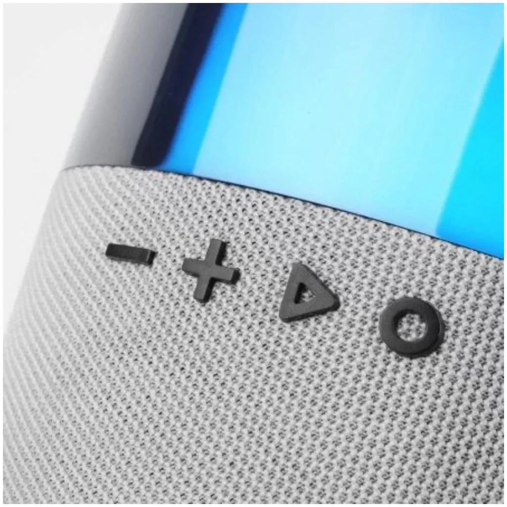 Coluna Mars Gaming MS-Flow MSFLOWW 15W 6h Bluetooth 5.3, detalhe: botões de controlo em tecido cinzento com iluminação RGB