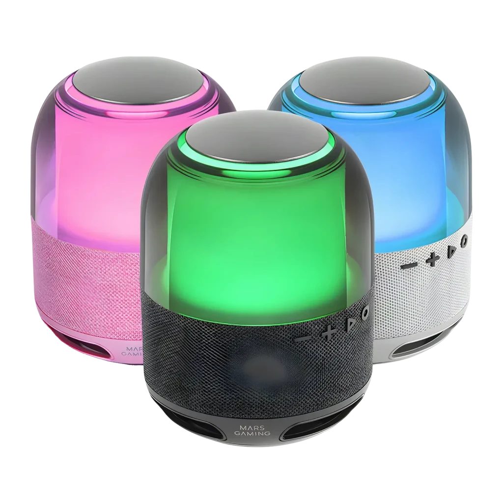 Coluna Mars Gaming MS-Flow MSFLOWW 15W 6h Bluetooth 5.3, três cores: preto verde, rosa e branco azul com iluminação RGB