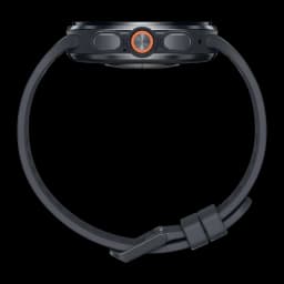 Samsung Galaxy Watch Ultra 2 47mm LTE Negro GPS Dual Frequency, lateral: corona naranja, tres botones y correa oscura