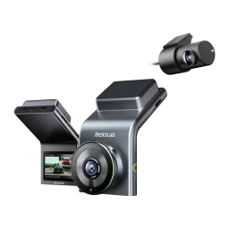 Dashcam Botslab G300H Plus Cinzento 2CH 4K + 1080p GPS, vista frontal: câmara principal com ecrã LCD ativo e câmara traseira
