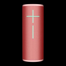 Enceinte portable Ultimate Ears Megaboom 4 IP67 20h Bluetooth Rouge, vue avant: corps cylindrique avec grille textile