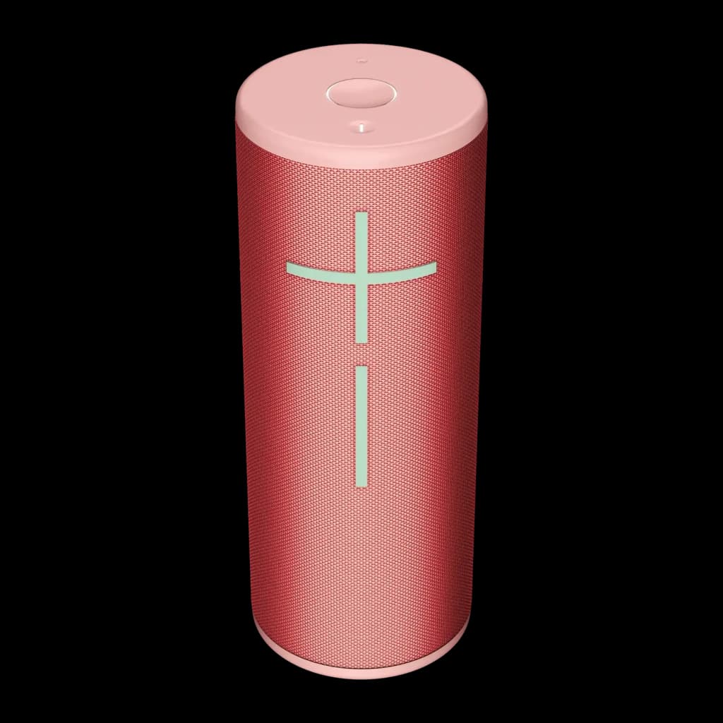 Enceinte portable Ultimate Ears Megaboom 4 IP67 20h Bluetooth Rouge, vue avant: grille rouge avec boutons volume en croix