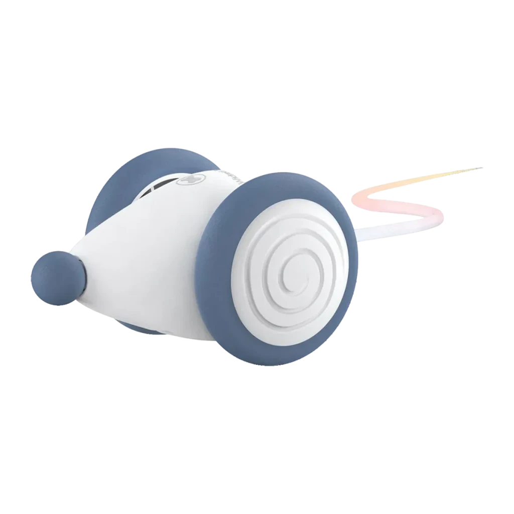 Jouet interactif Cheerble Wicked Mouse Rechargeable Micro USB 135mAh 40min Bleu, détail: roue latérale bleue avec spirale