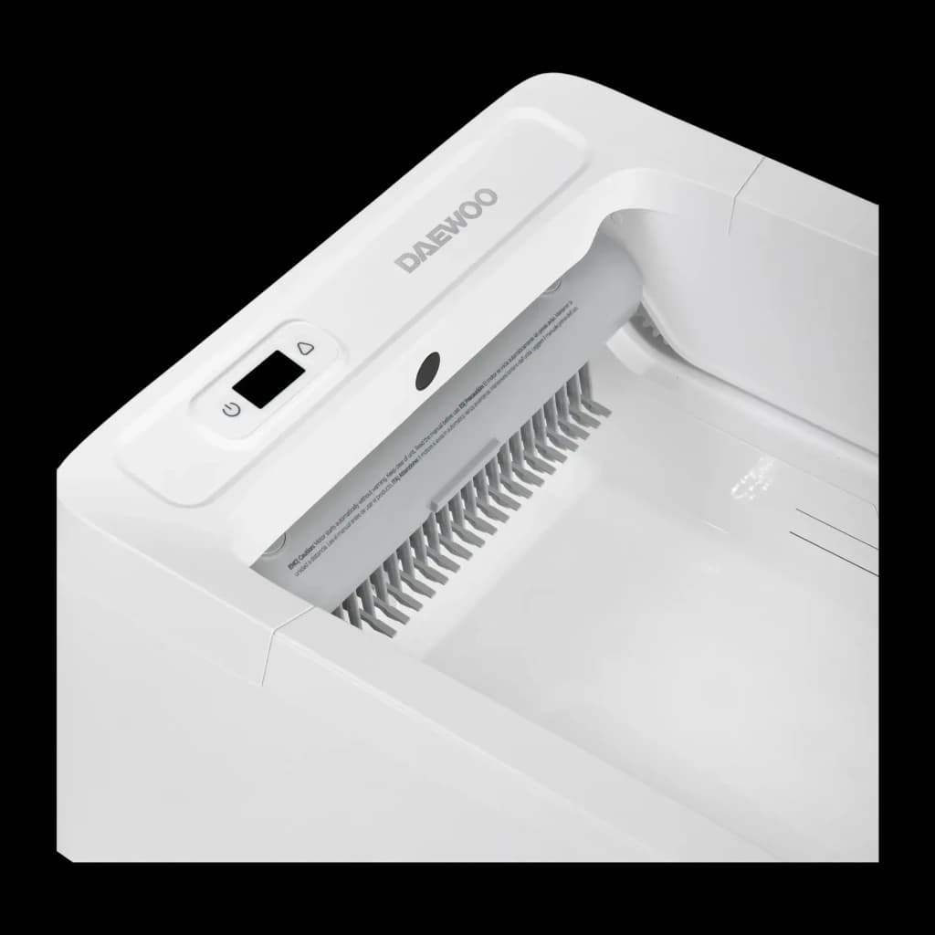 Litière Autonettoyante Daewoo 5L Gris App Tuya D-HIPC102W, détail: panneau de commande avec écran, bouton marche et râteau