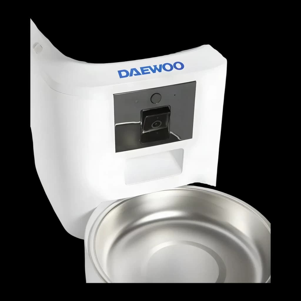 Distributeur Automatique Daewoo 7L Blanc Caméra Full HD 1080p D-QQ029-7L, détail: module caméra frontal et bol en acier
