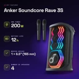 Altavoz de fiesta Anker Soundcore Rave 3S IPX4 200W 12h Negro - características