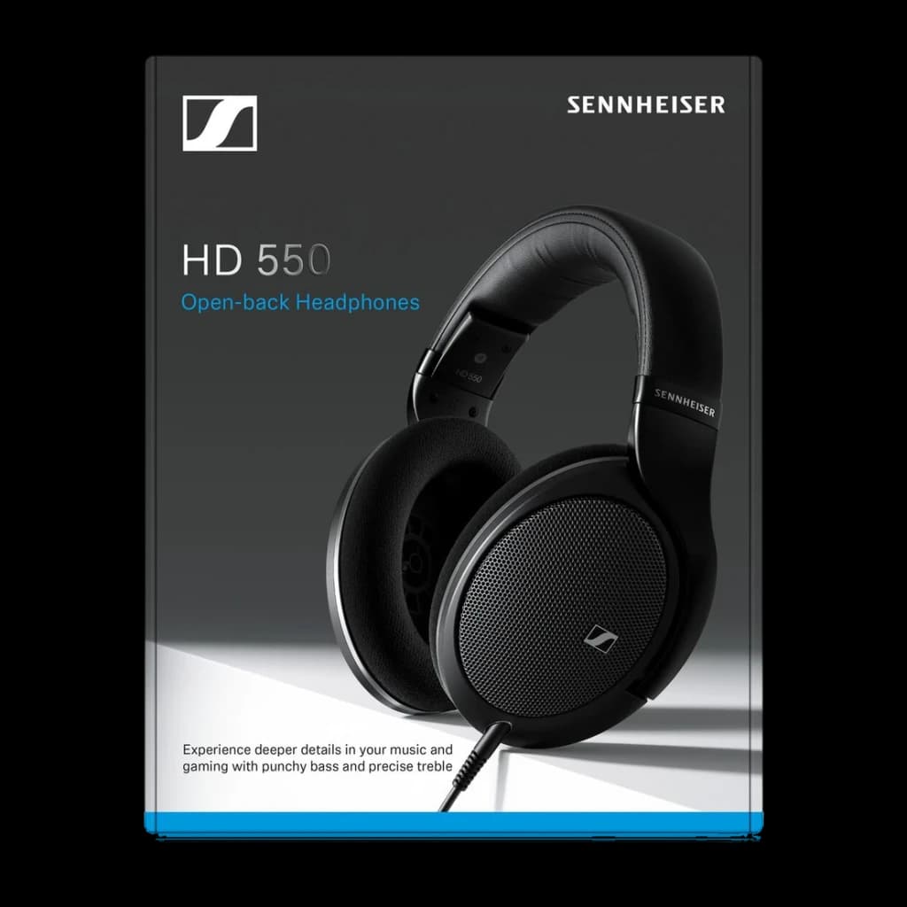 Auscultadores Sennheiser HD 550 Headband Circumaural Cabo Jack 3,5mm 150Ω Driver 38mm Preto, conteúdo da caixa: embalagem