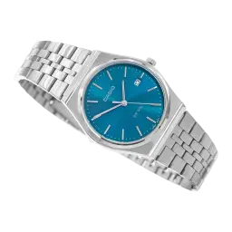 Casio Collection MTP-B145D-2A2V Argent Batterie 3 Ans 50 m, détail: cadran bleu teal avec index argentés, date à 3h