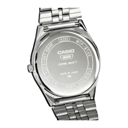 Casio Collection MTP-B145D-2A2V Argent Batterie 3 Ans 50 m, vue arrière: fond de boîte acier inoxydable gravé logo Casio WR