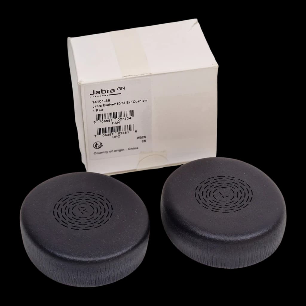 Coussinets Jabra Evolve2 50/55 Pack 2 pcs. Cuir synthétique, contenu boîte: 2 coussinets noirs R et L avec boîte Jabra