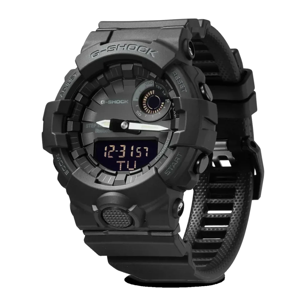 Casio G-Shock GBA-800-1AER Preto Bluetooth Smart Bateria 2 Anos 20ATM, detalhe: mostrador ana-digi com display digital