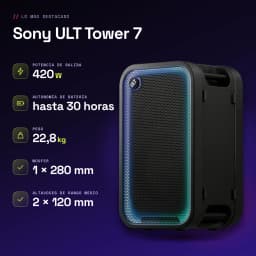 Coluna de festa Sony ULT Tower 7 IPX4 420W 30h Preto - características