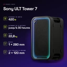 Coluna de festa Sony ULT Tower 7 IPX4 420W 30h Preto - características