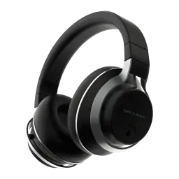 Casque Gaming Turtle Beach Stealth Pro Sans Fil Microphone Amovible, vue latérale: anneau argenté sur l'oreillette, logo