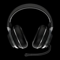 Casque Gaming Turtle Beach Stealth Pro Sans Fil Microphone Amovible, vue de face: casque noir avec micro-boom flexible fixé