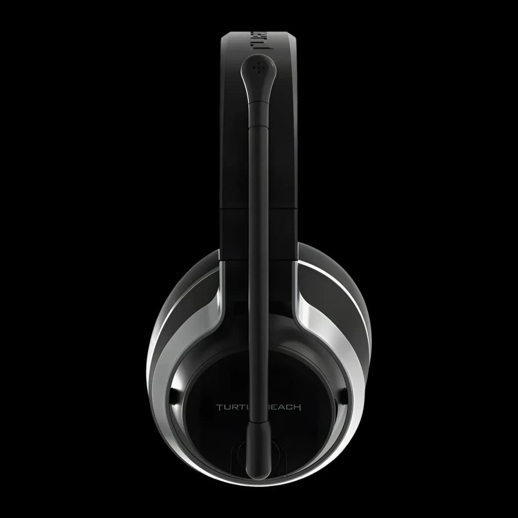 Casque Gaming Turtle Beach Stealth Pro Sans Fil Microphone Amovible, vue latérale: micro-perche déployé, coque noire