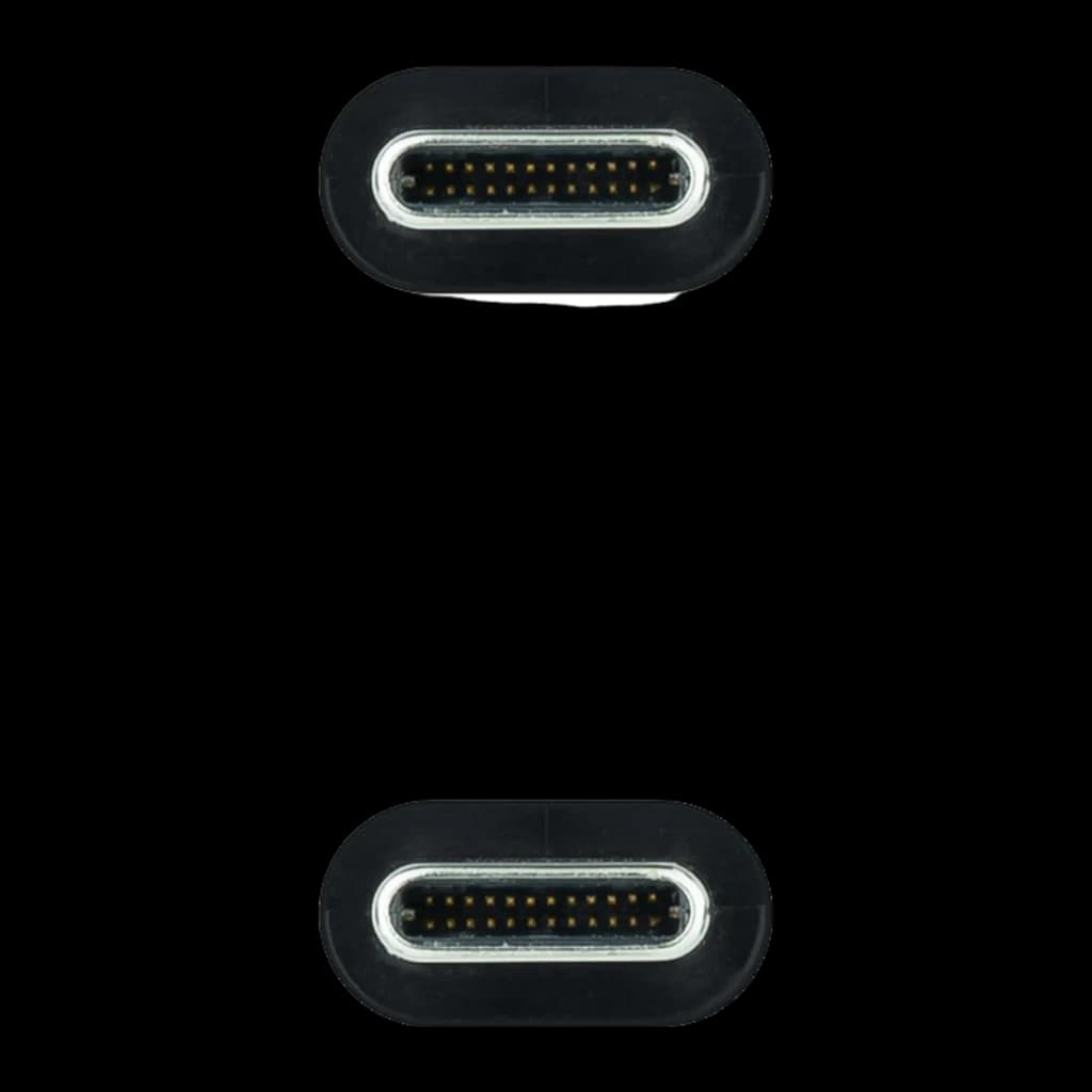 Câble Nanocable USB 3.2 Gen2x2 20Gbps USB-C/M-USB-C/M 2 m 100W 5A Gris/Noir, détail: deux connecteurs USB-C de face