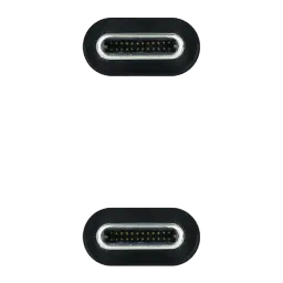 Câble Nanocable USB 3.2 Gen2x2 20Gbps USB-C/M-USB-C/M 2 m 100W 5A Gris/Noir, détail: deux connecteurs USB-C de face