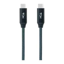 Câble Nanocable USB 3.2 Gen2x2 20Gbps USB-C/M-USB-C/M 2 m 100W 5A Gris/Noir, détail: deux connecteurs USB-C avec logo
