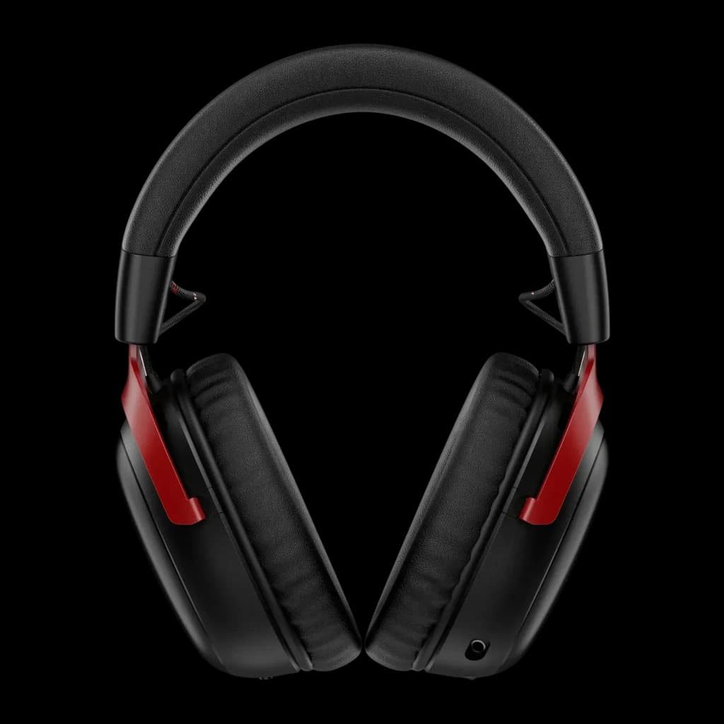Auriculares Gaming HyperX Cloud III S Wireless Inalámbrico, vista frontal: diadema acolchada, almohadillas negras y detalles