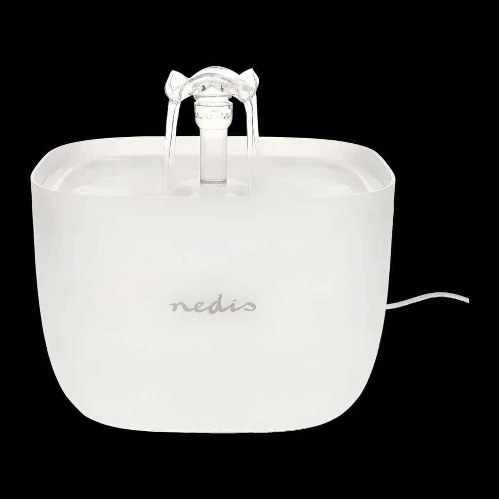 Fuente de agua Nedis 2L Blanco Filtro 4 etapas PETWF21WT, vista frontal: cuerpo blanco mate, surtidor transparente con forma