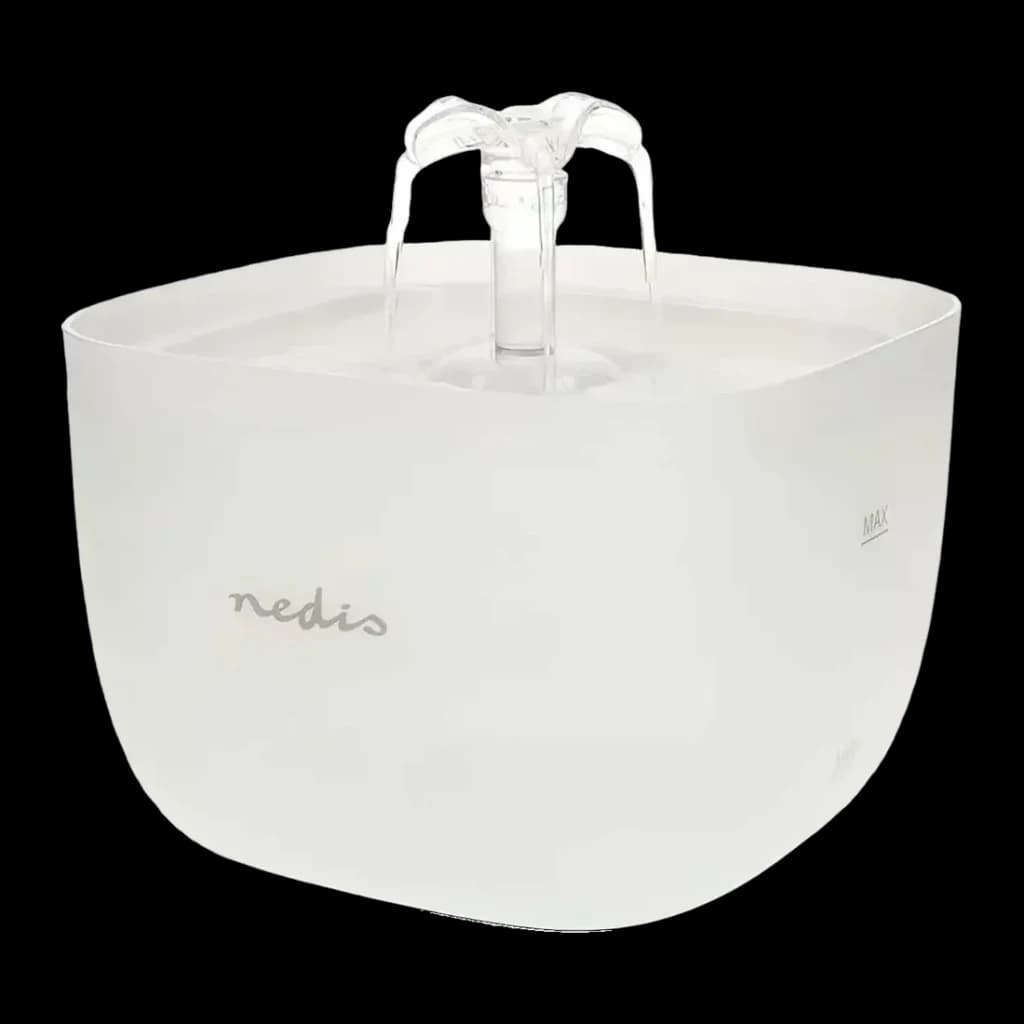Fuente de agua Nedis 2L Blanco Filtro 4 etapas PETWF21WT, detalle: surtidor transparente central y marca MAX en depósito