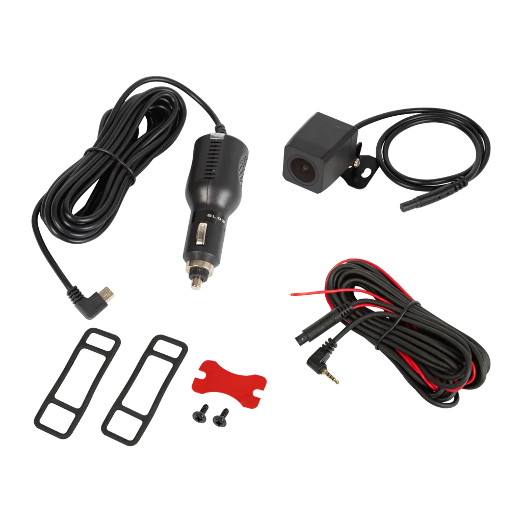 Espejo retrovisor dashcam BLOW DVR F610 2CH Full HD 1080p, accesorios: cámara trasera, cargador mechero, cables y soportes