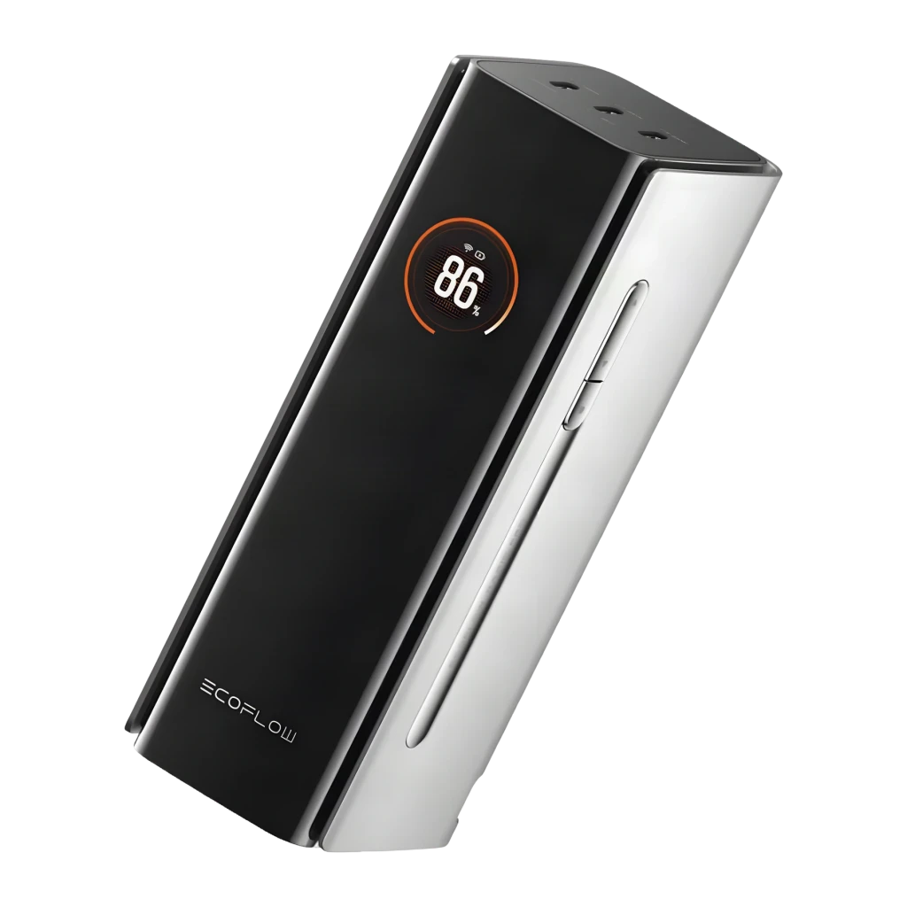 Batterie externe EcoFlow RAPID Pro 27 650 mAh 300W Câble USB-C intégré Noir, détail: écran circulaire affichant 86%
