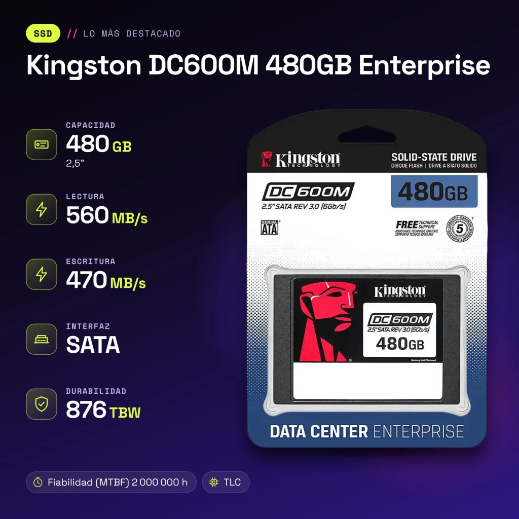 SSD Kingston DC600M 480GB Enterprise 2,5 polegadas SATA Preto - características