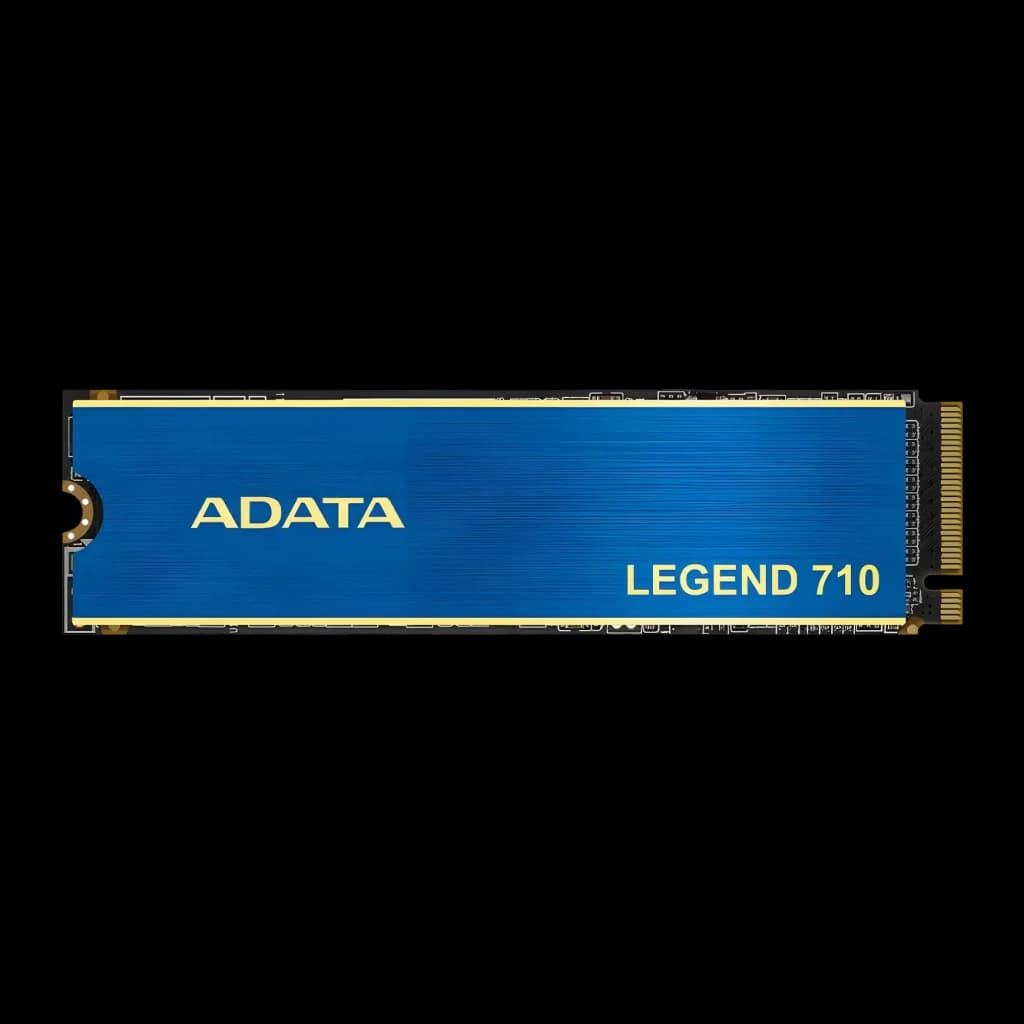 SSD ADATA Legend 710 2 To M.2 2280 PCIe 3.0 x4 NVMe Bleu, vue dessus: dissipateur bleu avec inscriptions dorées