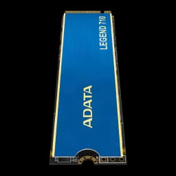 SSD ADATA Legend 710 2 To M.2 2280 PCIe 3.0 x4 NVMe Bleu, vue dessus: dissipateur bleu avec logo doré et connecteur M.2