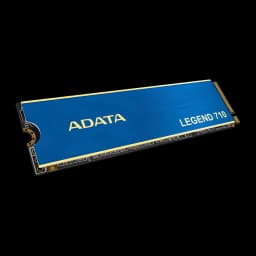 SSD ADATA Legend 710 2 To M.2 2280 PCIe 3.0 x4 NVMe Bleu, vue en angle: dissipateur bleu avec lettrage doré et connecteur