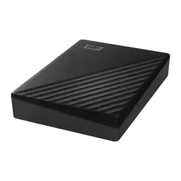 Disque Dur Portable WD My Passport 6To USB 3.2 Gen 1 Noir WDBR9S0060BBK, vue en perspective: rainures diagonales