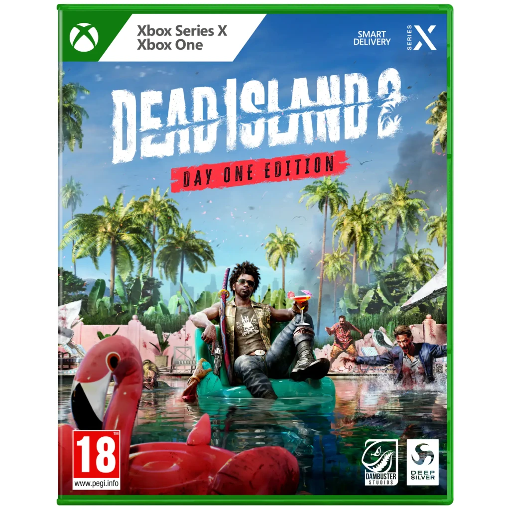 Jogo Deep Silver Dead Island 2 Day One Edition para Xbox / Series X, vista frontal: capa com personagem em boia rodeado