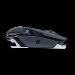 Rato Gaming Mad Catz R.A.T. 4+ 7200 DPI LED Preto, detalhe lateral: patins brancos, botão lateral e perfil ergonómico