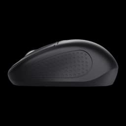 Rato Trust Primo Bluetooth Preto Ambidestro, vista lateral: zona de aderência com textura de pontos e roda de scroll