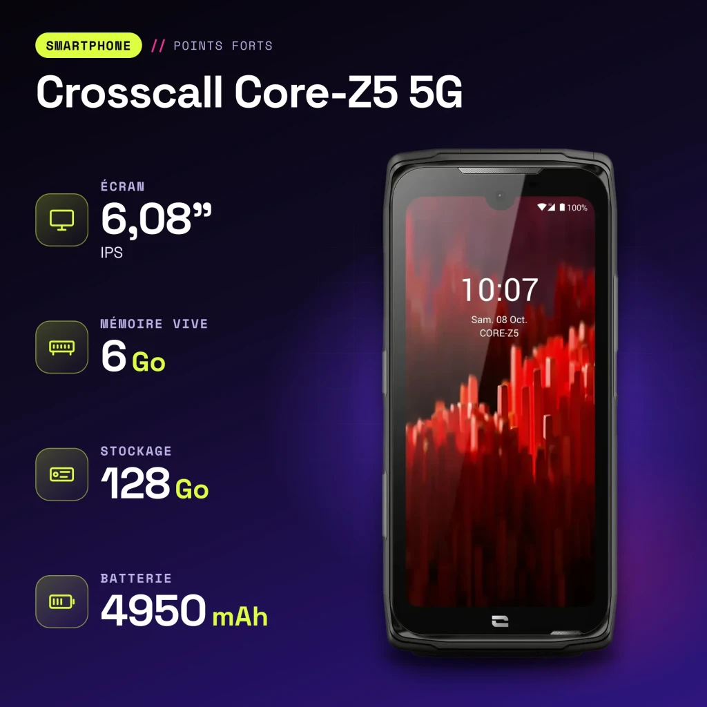 Crosscall Core-Z5 5G 6GB/128GB Preto 6,08 polegadas IPS 48MP IP68 - características