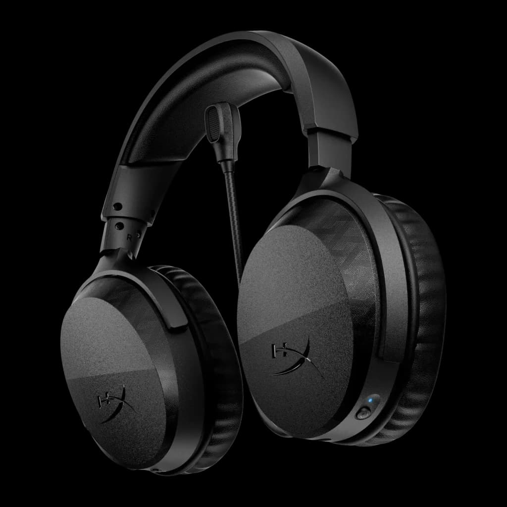 Auriculares Gaming HyperX Cloud Stinger 3 Wireless Inalámbrico Micrófono, vista lateral: auricular negro con logo HX