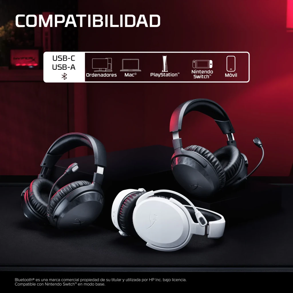 Auriculares Gaming HyperX Cloud Stinger 3 Wireless Inalámbrico Micrófono, compatibilidad: tres colores con iconos USB-C
