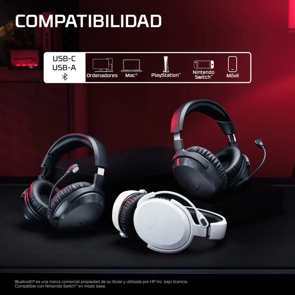 Auriculares Gaming HyperX Cloud Stinger 3 Wireless Inalámbrico Micrófono, compatibilidad: tres colores con iconos USB-C