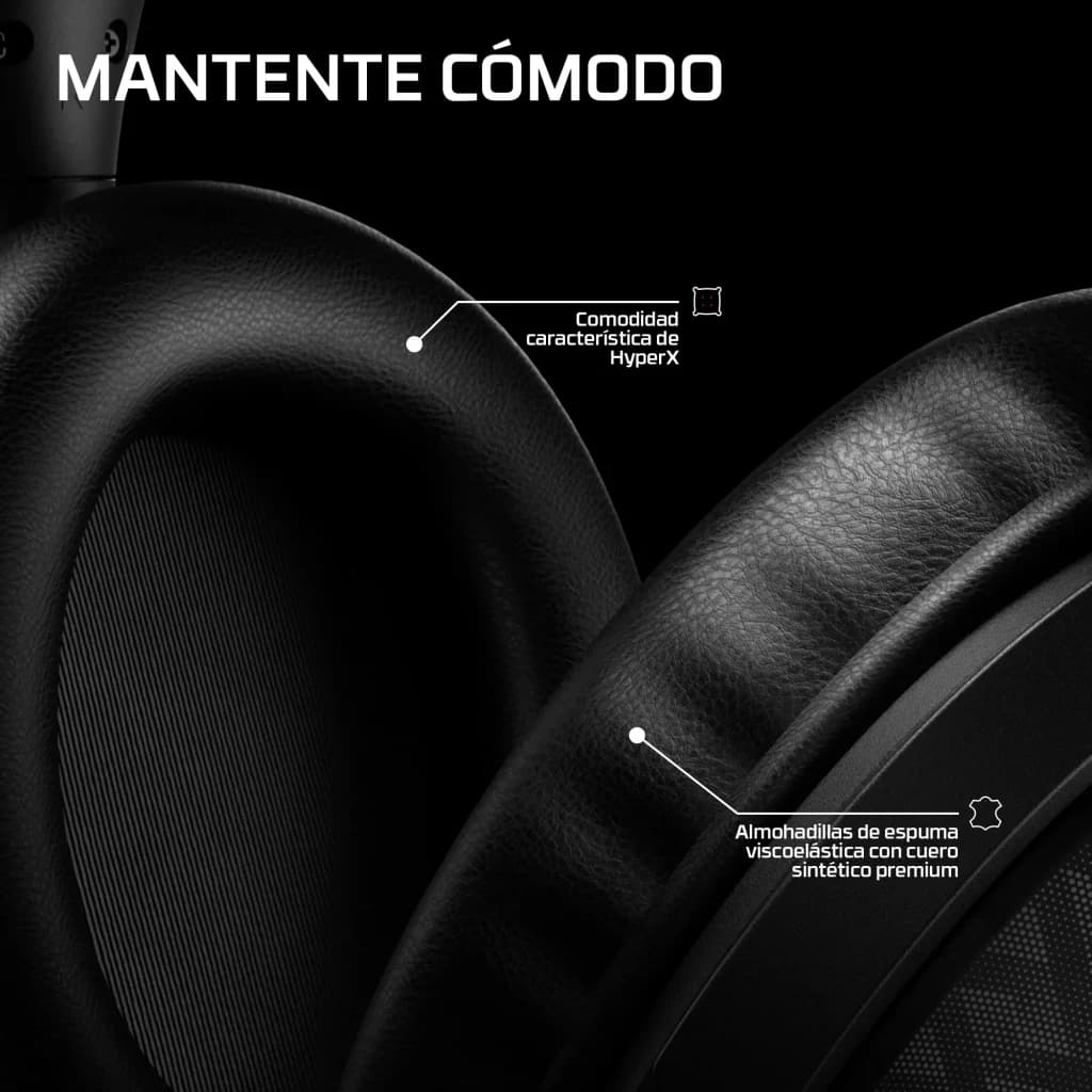 Auriculares Gaming HyperX Cloud Stinger 3 Wireless Inalámbrico Micrófono, detalle: almohadillas de espuma viscoelástica