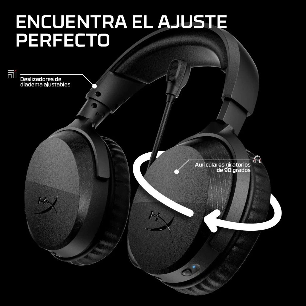 Auriculares Gaming HyperX Cloud Stinger 3 Wireless Inalámbrico Micrófono, detalle: deslizadores de diadema ajustables