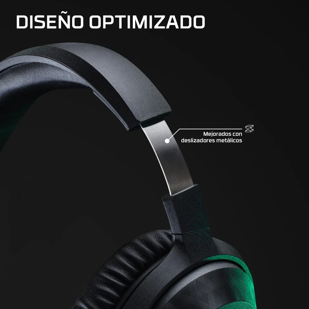 Auriculares Gaming HyperX Cloud Stinger 3 Xbox BS1T7AA Micrófono, detalle: deslizadores metálicos de ajuste en arco negro