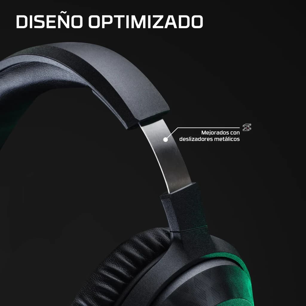 Auriculares Gaming HyperX Cloud Stinger 3 Xbox BS1T7AA Micrófono, detalle: deslizadores metálicos de ajuste en arco negro