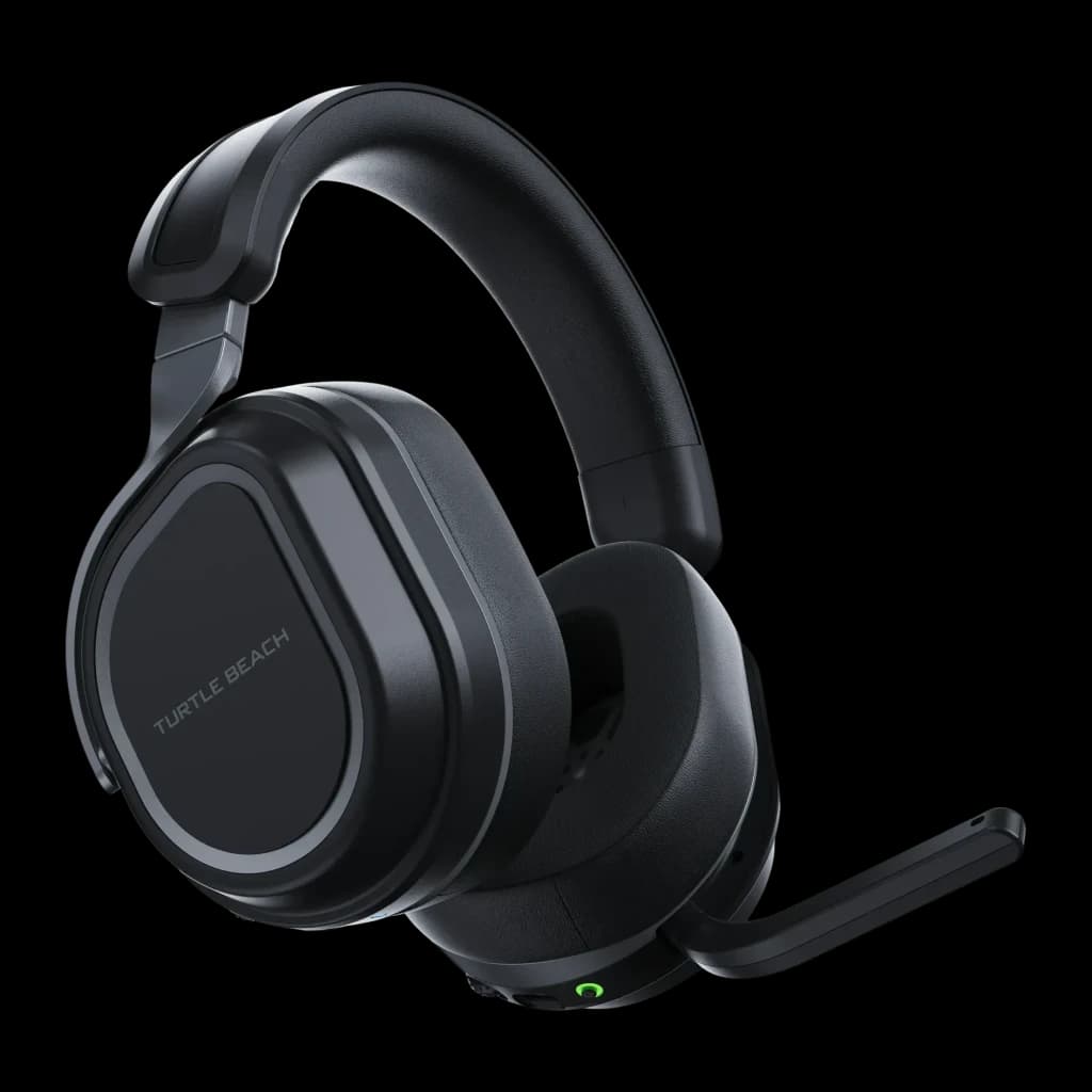 Casque Gaming Turtle Beach Stealth 700 Gen 3 Sans Fil Noir, vue latérale: oreillette gauche avec logo, micro rabattable