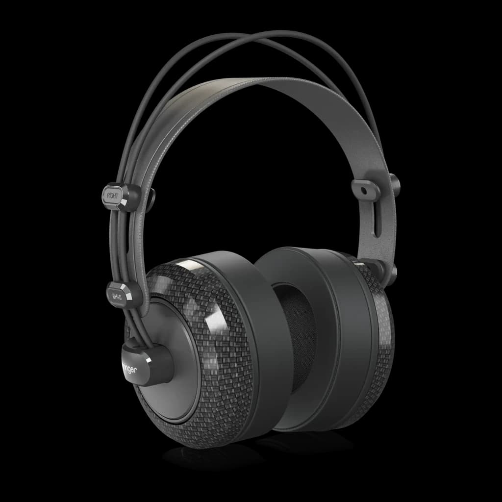 Casque Behringer BH40 Arceau Filaire Driver 40mm, vue de face: coussinets noirs texturés et arceau double ajustable